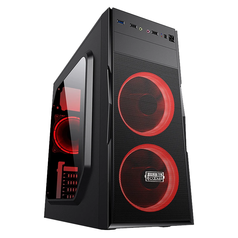 SZMZ ATX Golden Shield computer gaming chassis tower ATX case with RGB fan