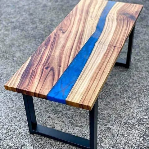 Table Epoxy White Resin Dining Top Coffee Furniture River Handmade Wooden Acacia Center Decor Wood Living Room Deco Custom