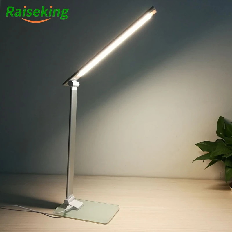 Tempered glass base Aluminium Alloy Touch Sensor Dimmable USB Folding LED table lamp modern Desk Light with 3-CCT Adjustable