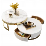 The new Hot sale living room furniture Wooden marble store content tea table scalable coffee table