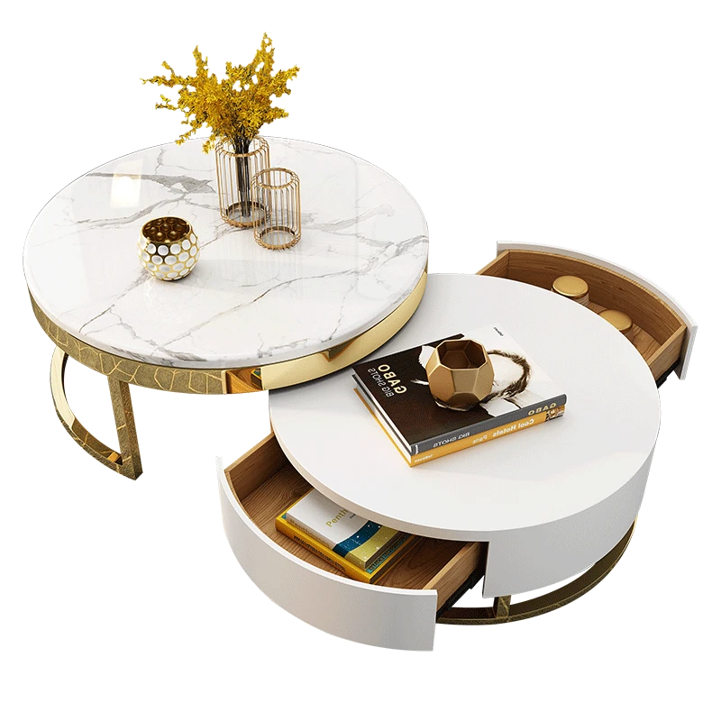 The new Hot sale living room furniture Wooden marble store content tea table scalable coffee table