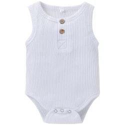 Toddler Clothes 2021 Summer Latest Arrivals O-neck Sleeveless 3 Colors Ribbed 100% Cotton Baby Clothes Romper