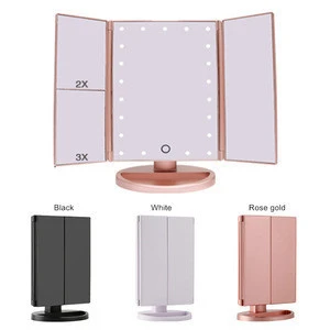 Top Sale Vanity Lighted LED Cosmetic Mirror/ led makeup mirror touch/ USB Rechargeable led makeup mirror tabletop