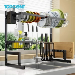 TOPCENT kitchen storage stainless steel plate dish drying drainer racks over the sink