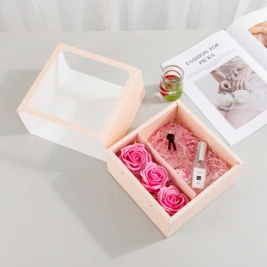 Tosun Luxury Perfume Paper Box Cardboard Box with Clear PVC Window Perfume Flower Packaging
