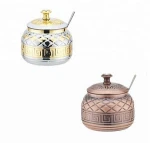 Totem kitchenware seasoning sugar pot with spoon & lid stainless steel sugar bowl