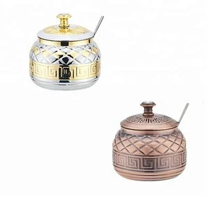 Totem kitchenware seasoning sugar pot with spoon &amp; lid stainless steel sugar bowl