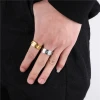 Trendy and unique rotatable stainless steel ring gold plated 18K mens ring jewelry