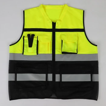 Two-tone color Volunteer vest motorcycle airbag reflective safety  vest with pockets
