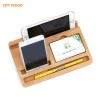 Universal portable bamboo desk organizer with phone tablet pen namecard holder