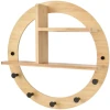 Wall Mount Decorative Round Bamboo Space-Saving Hanger Coat Hooks with Shelf