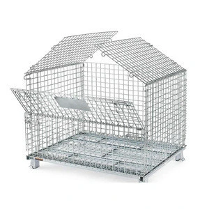 Warehouse storage foldable collapsible stacking wire mesh  storage cage