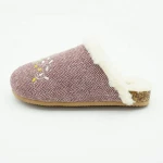 Warmlab classic cozy winter warm Herringbone embroidery slippers indoor and outdoor fur slippers for women