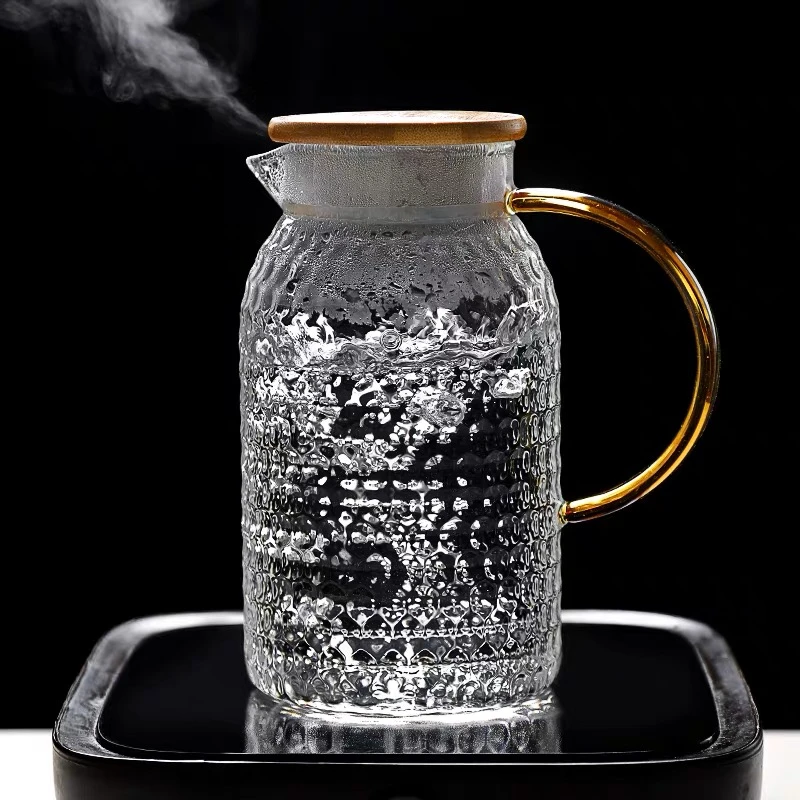 Water Jug Pitcher Pot Borosilicate Glass Clear Customized Craft Logo Office Pcs Hotel Package