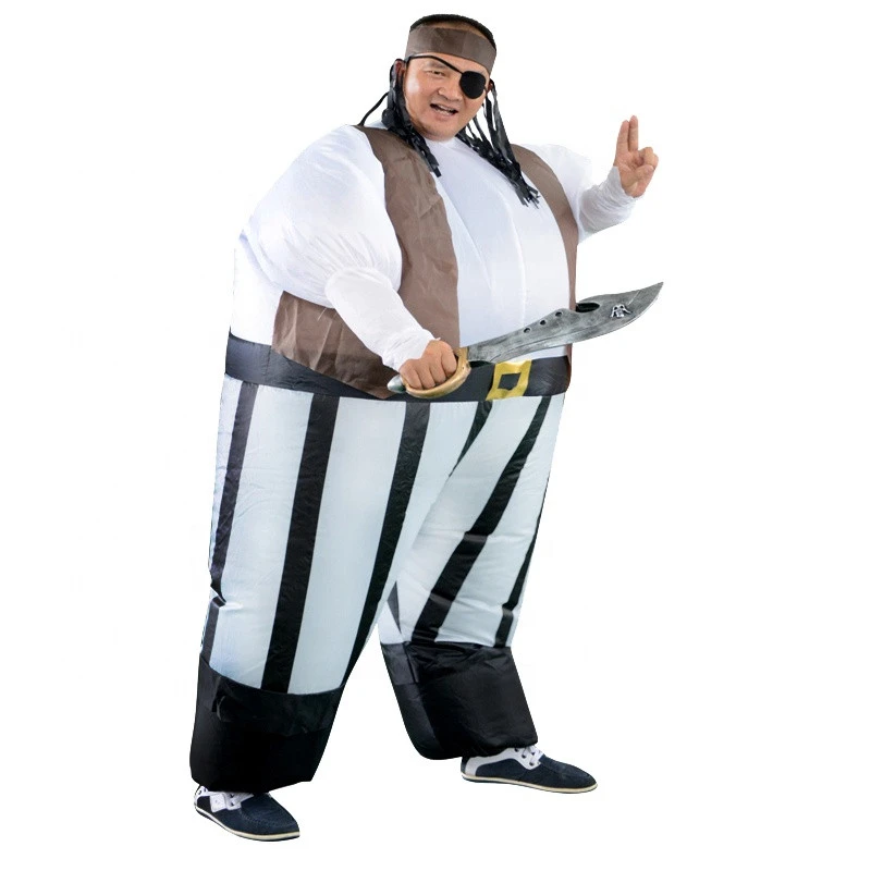 Waterproof Polyester Inflatable Fat Full Body Costume  Blow up Pirate Inflatable Costume for Halloween Party Cosplay Free Size
