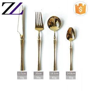 Wedding decoration party promotion price stainless steel gold plated flatware wholesale cutlery set