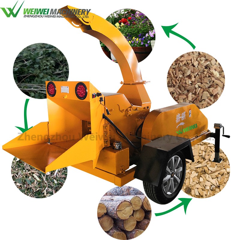 Weiwei forestry machine mobile branch shredder green prunch palm crusher trees cutting price wood splitter