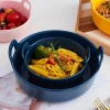 Western Ceramic Binaural Bakeware Solid Color Round Food Plate Baking Pan Dish Tray Breakfast Tray