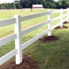 White 3-Rail Horse Fence Ranch Rail PVC Fence With Flat Post Caps