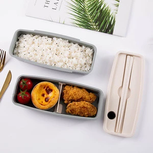 Wholesale adult and children sealed stylish and environmentally friendly portable double layer insulation bento box bamboo fiber