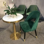 wholesale commercial furniture modern good quality wood leg with brass velvet restaurant cafe chair dining chairs foshan