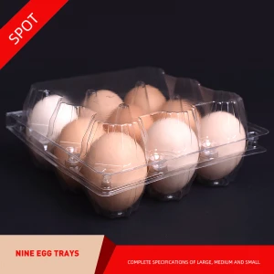 wholesale custom  9pcs transparent plastic egg holder suppliers disposable egg packaging blister cover duck egg tray