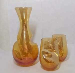 wholesale custom amber luster glass water wine carafe with glasses set