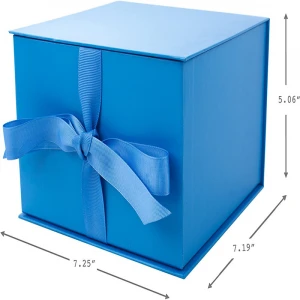 Wholesale Custom Luxury blue Cardboard Hair Extension Paper Packaging Gift Box With Ribbon