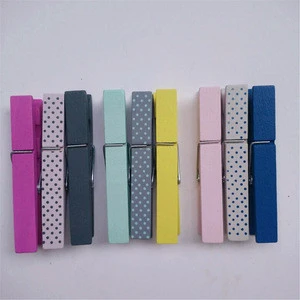 Wholesale customer printing colorful wood clothes pegs 72mm peg