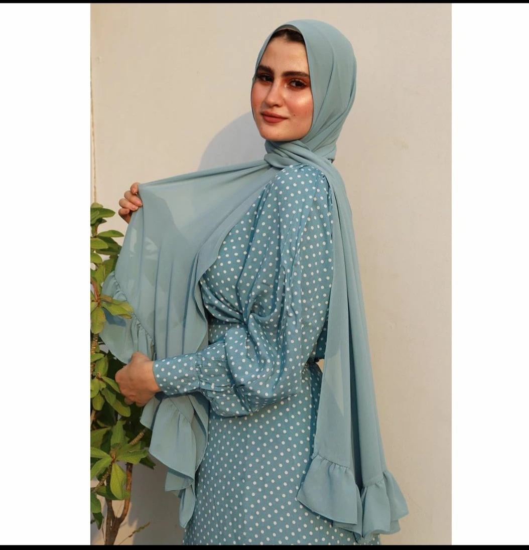 Wholesale fancy plain Islamic scarf veil new design ruffle chiffon hijab shawls for Muslim women
