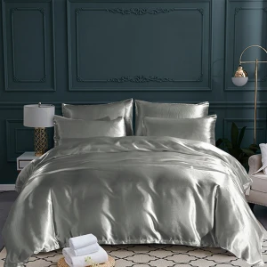 Wholesale Flat Bedding Set Satin Mulberry Silk Duvet Cover Bed sheet Set