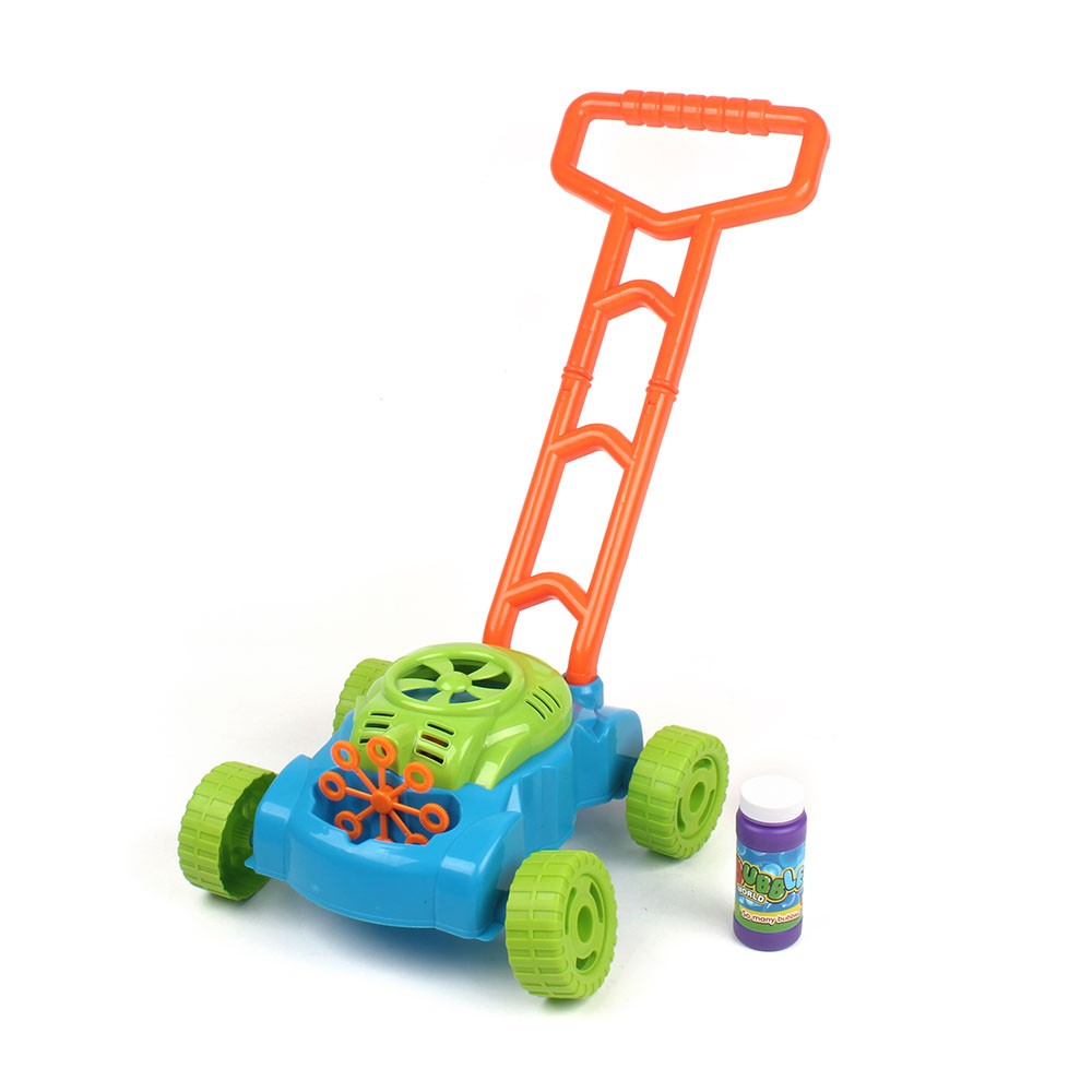 Wholesale handle trolley making soap bubble mower bubble blower for garden toy