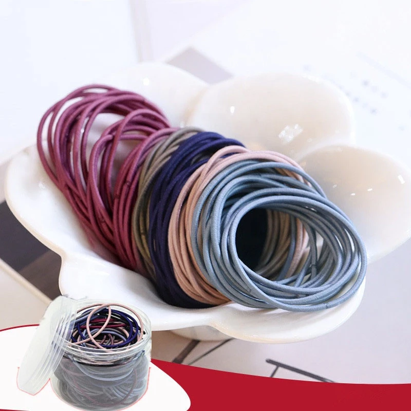 Wholesale ins hot 2mm custom elastic hair tie black elastic hair bands with packing
