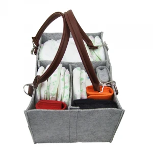 Wholesale Multi Pocket Nursery Portable Organizer Storage Basket Bag Felt Baby Diaper Caddy