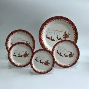 Wholesale porcelain platter with Santa Claus ceramic flat plate cake plate