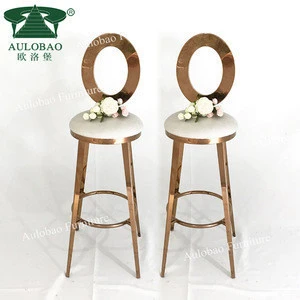 Wholesale price luxury 4 leg gold bar stools with back