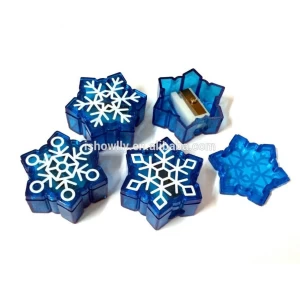 Wholesale Stationery Supplier New Unique Cheap Single Hole Funny Plastic Snowflake Shaped Pencil Sharpeners Factory Direct Sale