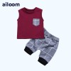 wholesale Summer baby wear outfit sleeveless vest and shorts kids clothes set two pcs