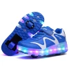 Wholesale USB Rechargeable kids LED 2 roller skate wheel sports shoes