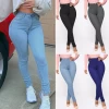 Wholesale Women Mid Waist Gray Blue Black Skinny Denim Pencil Pants Female Jeans Trousers woman jeans