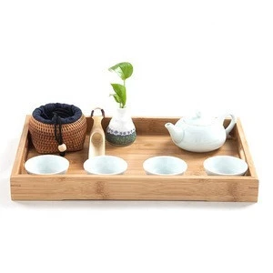 Wholesales hotel organic bamboo traditional chinese kung fu afternoon tea japanese teapot plate serving tray with handle