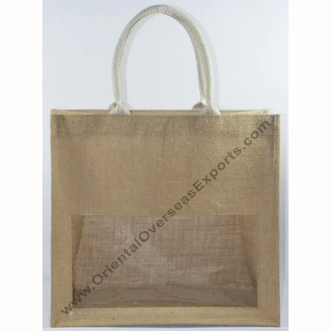 window jute bag with cotton handles