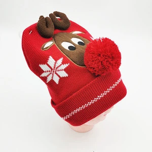 Winter Promotion Custom Christmas Elk Christmas Hat Thick Children Winter Hat