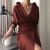 Import Women New Autumn Kimono Dress Long sleeve V-neck Solid color Irregular Bag Hip Cotton Linen Casual Dresses from China