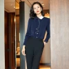 Womens fashion professional blouse milk silk long-sleeved shirt