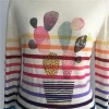 Womens High Fashion New Trend Personalized Cactus Design Digital Printed Rainbow Stripe Cashmere Pullover Sweater