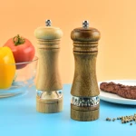 Wood Salt and Pepper Mill Set, Pepper Grinders, Salt Shakers with Adjustable Ceramic