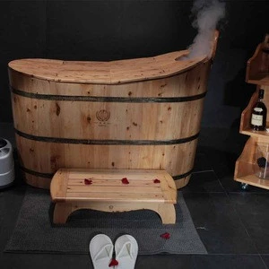 Wooden spa bucket natural sauna soaking tub for adult small hot tub