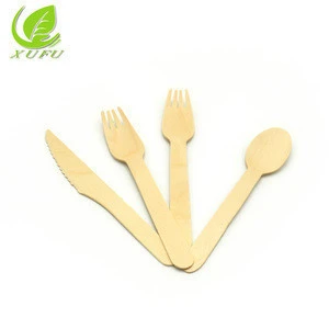 Wooden spoon fork knife flatware set disposable cutlery set