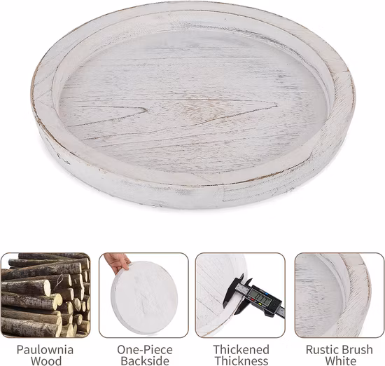 Wooden Tray Candle Holder Round Wood Decorative Pillar Candle Tray for Coffee Table Farmhouse Kitchen Wood Tray
